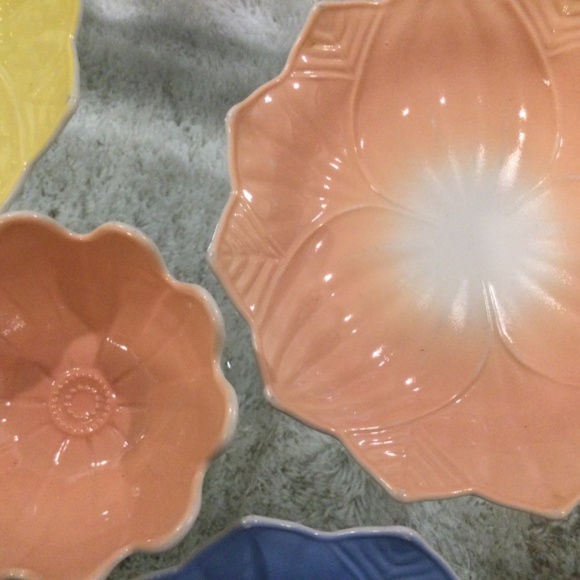 Fire King  Lotus Blossom and Leaf Bowl Plate Snack Set - Picture 11 of 11